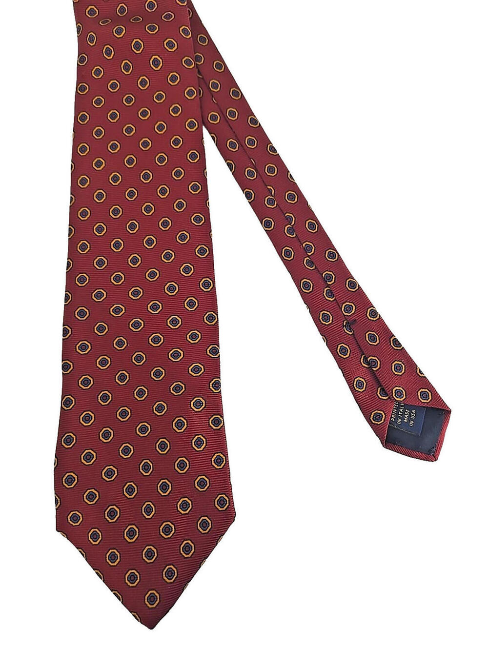 Brooks Brothers Makers Pure Silk Geometric Dot Neck Tie Vibrant Red Gold